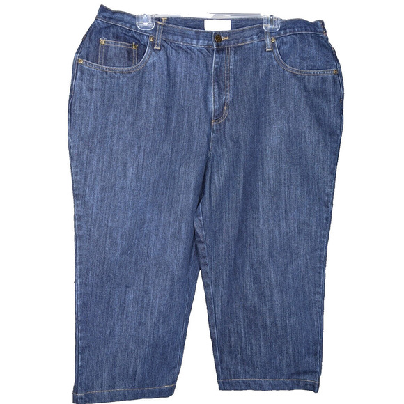 CJ Banks Capri Pants Women's Plus 18W Dark Blue Denim Comfort Waist High Rise - Picture 1 of 6